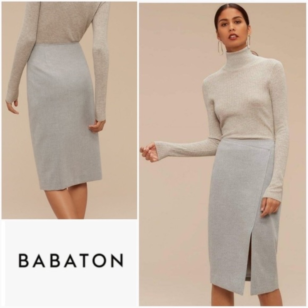 NWOT BABATON Forrest MIDI Skirt Front Slit Work Professional Aritzia